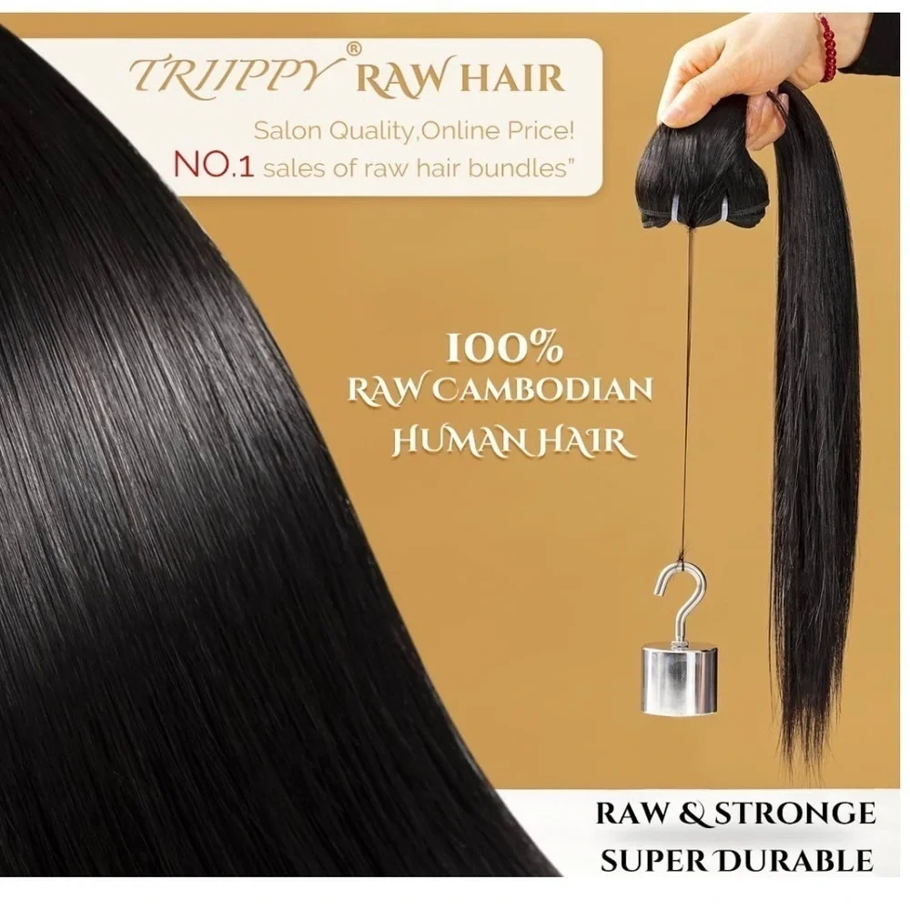 16” Natural Black Hair 100% Human Hair Weft Sew In Extensions 200g #EC6